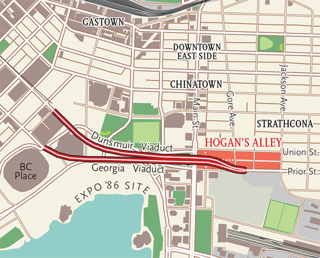 Map of Hogan's Alley Vancouver