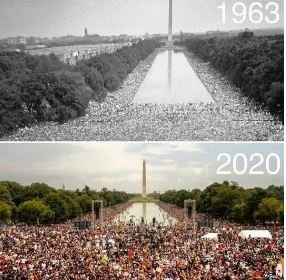 Similar crowd size for marches in 1963 and 2020